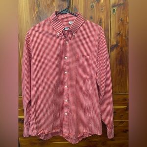 Izod red/white button-down shirt, 100% cotton, medium